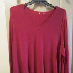 SHARKBITE HEM BURGUNDY SWEATER FRENCH WORDS SLEEVE